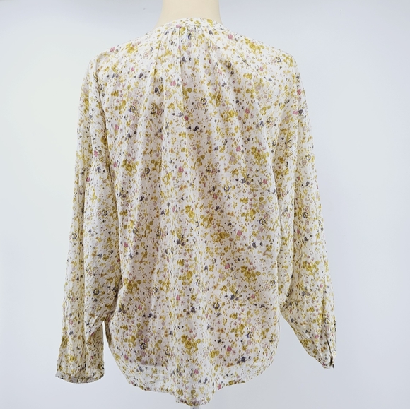 J.Crew Cotton-Voile Soft Posies Floral Blouse Cream Button Front M - Picture 4 of 9